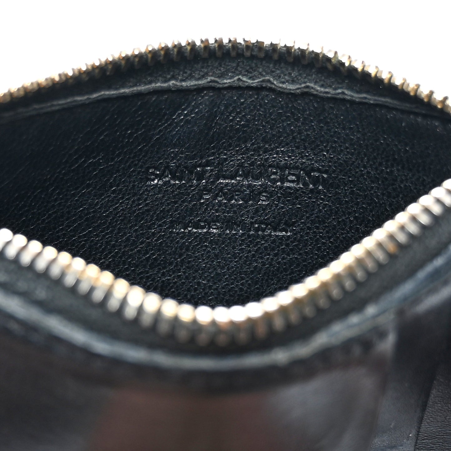 Calfskin 5 Fragments Zip Pouch Card Holder Black