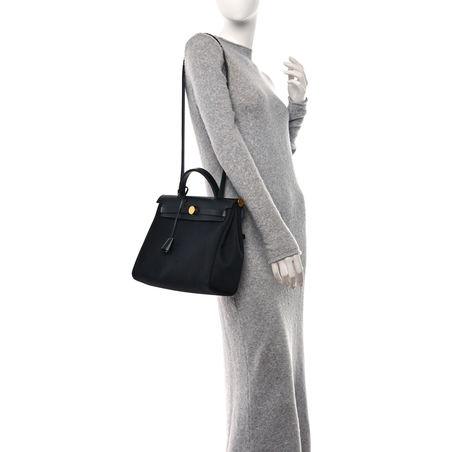 Hermes Military Toile Vache Hunter Herbag Zip Retourne 31 PM Black 2 of 11