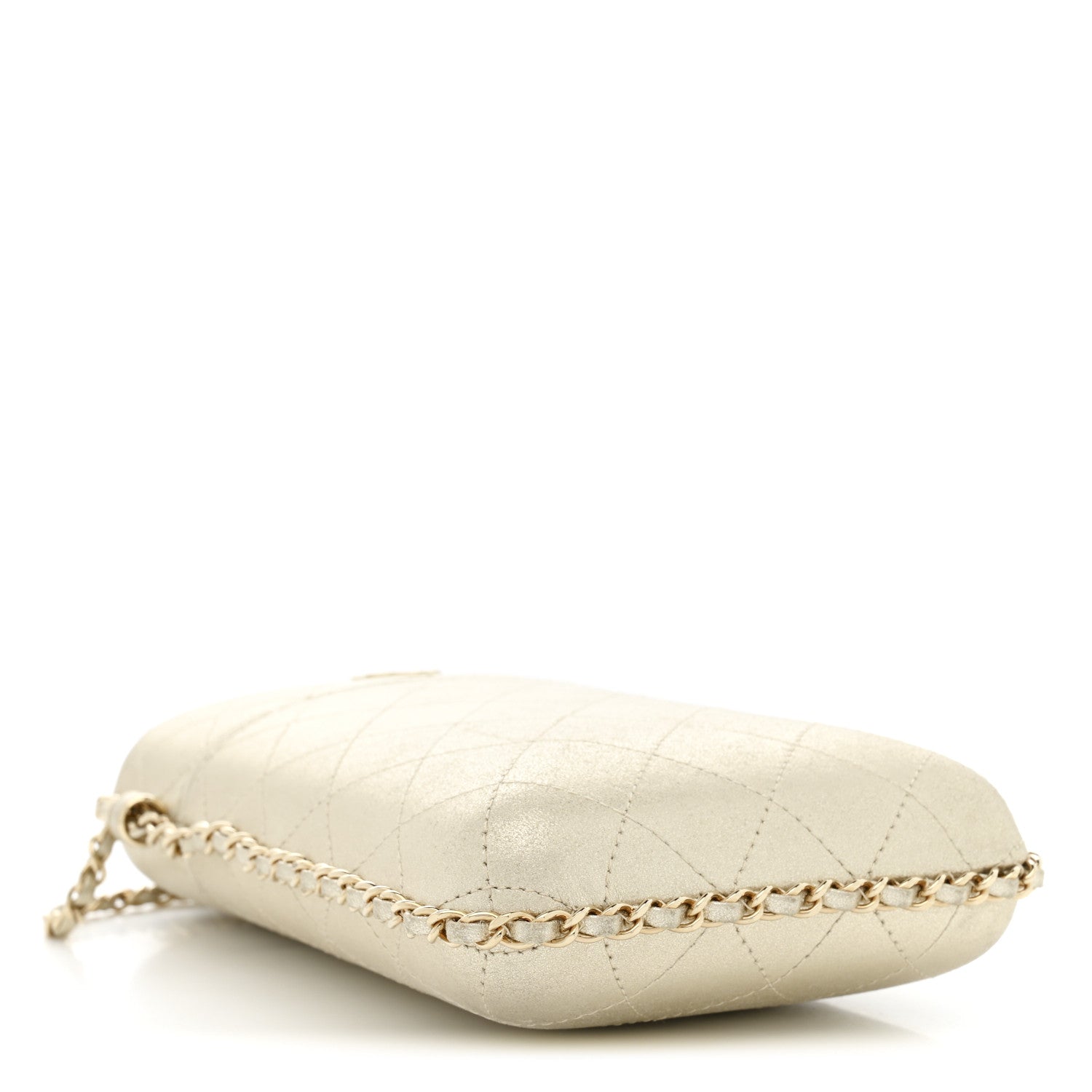 Chanel Metallic Lambskin Quilted Chain Around Phone Holder Gold 4 of 12