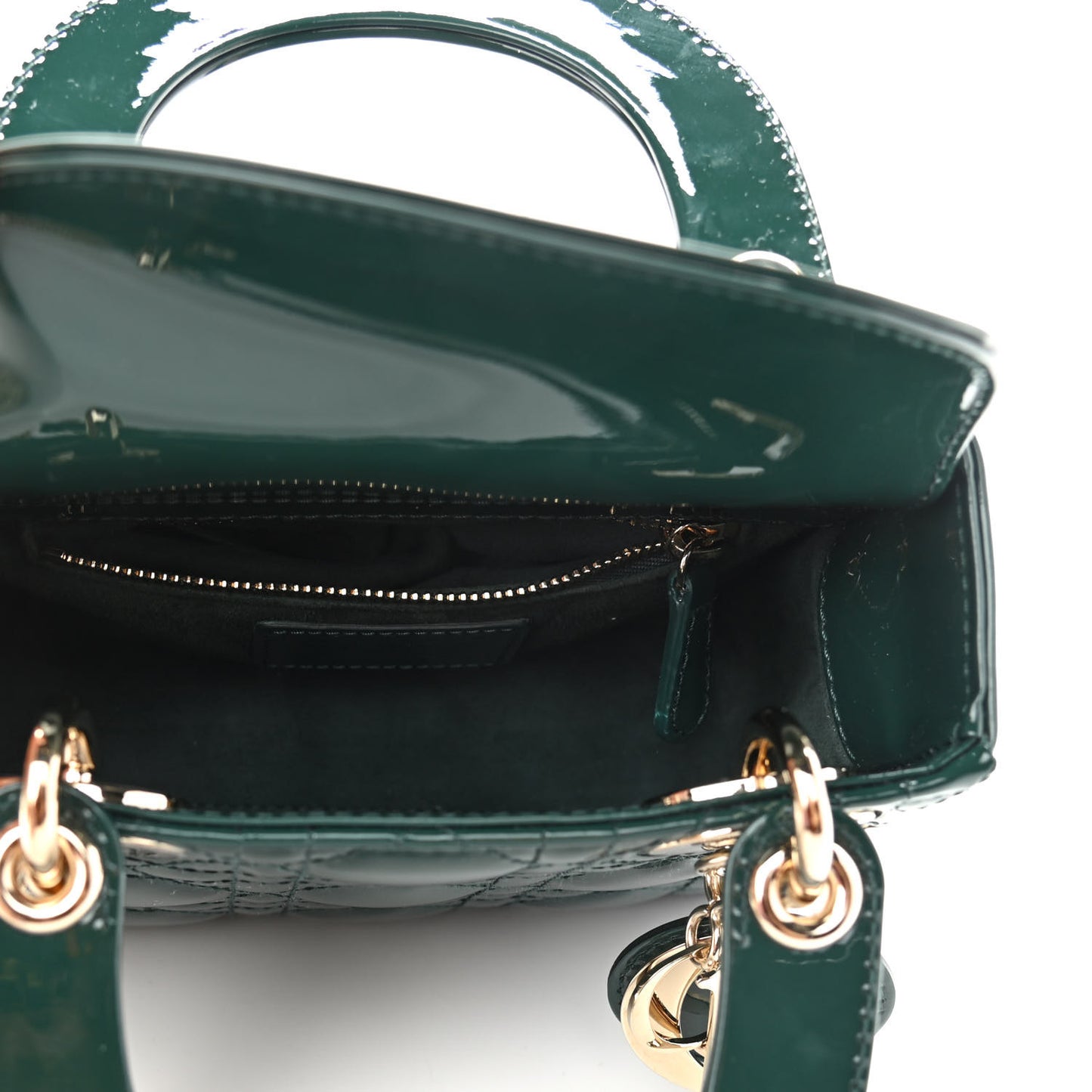 Patent Cannage Mini Lady Dior Pine Green