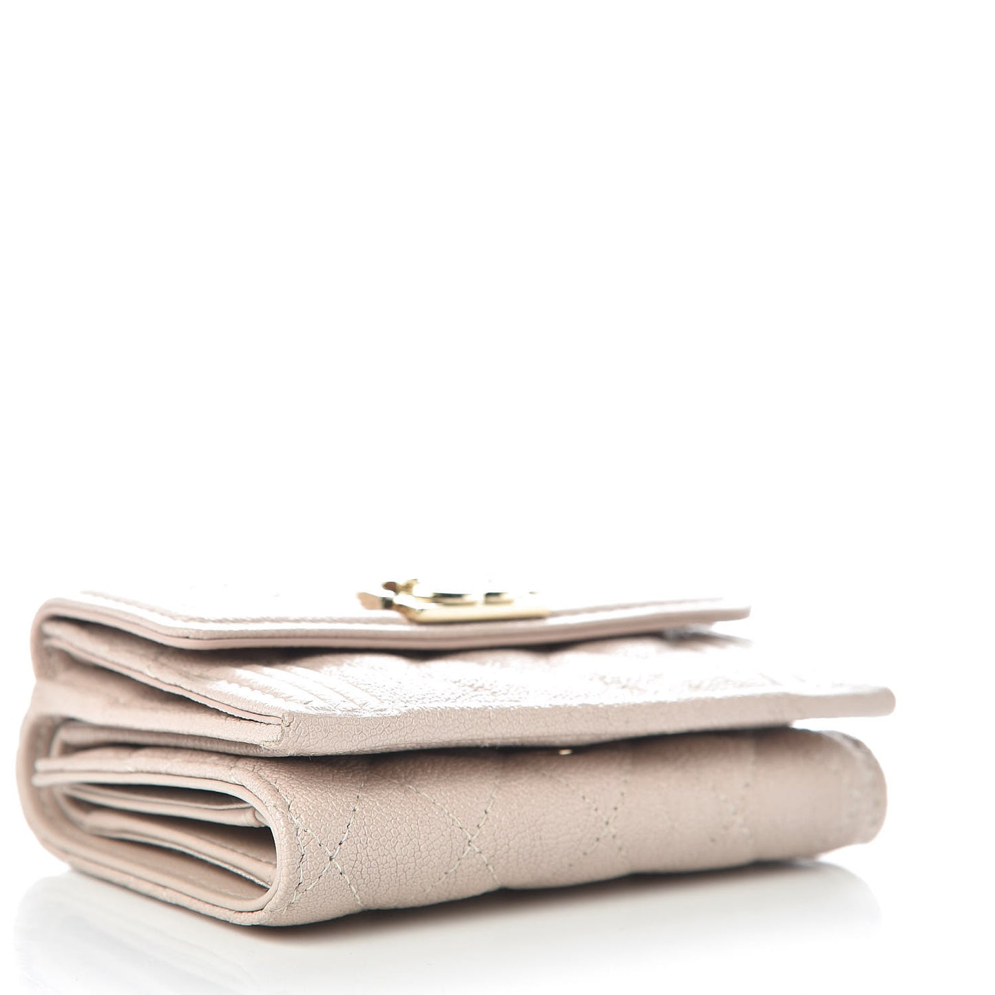 Caviar Quilted Small Boy Flap Wallet Light Beige