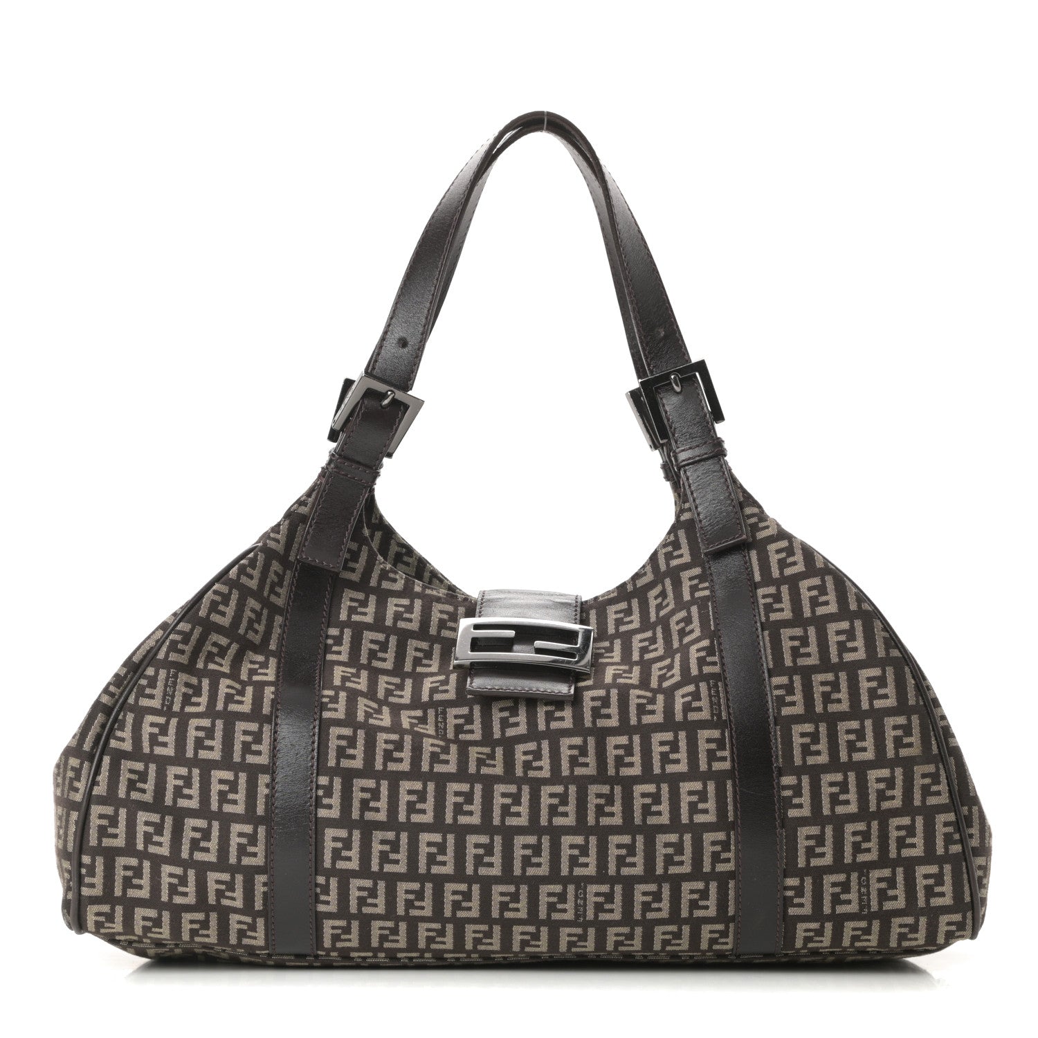 Fendi Zucchino Vitello Shoulder Bag Testa di Moro Beige 1 of 12