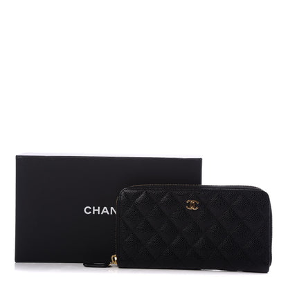 Chanel Caviar Quilted Large Gusset Zip Around Wallet Black 8 of 9