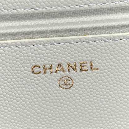 Chanel Caviar Quilted Chain Handle Round Wallet On Chain WOC White 6 of 9