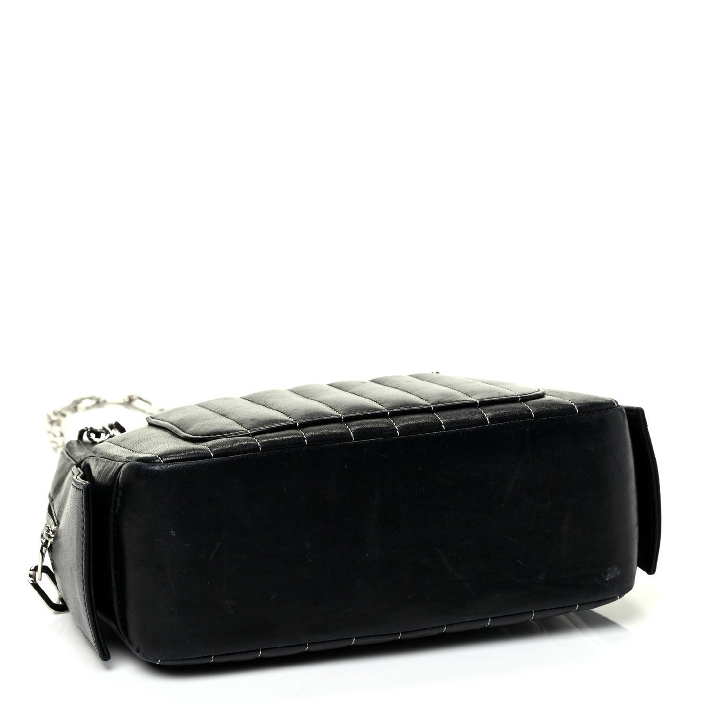 Lambskin Vertical Quilted Mademoiselle Small Camera Case Black