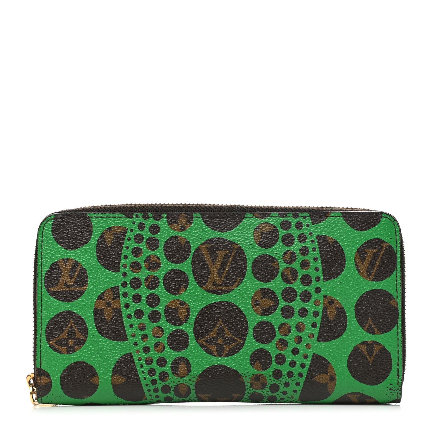 Louis Vuitton Monogram Kusama Pumpkin Dots Zippy Wallet Green