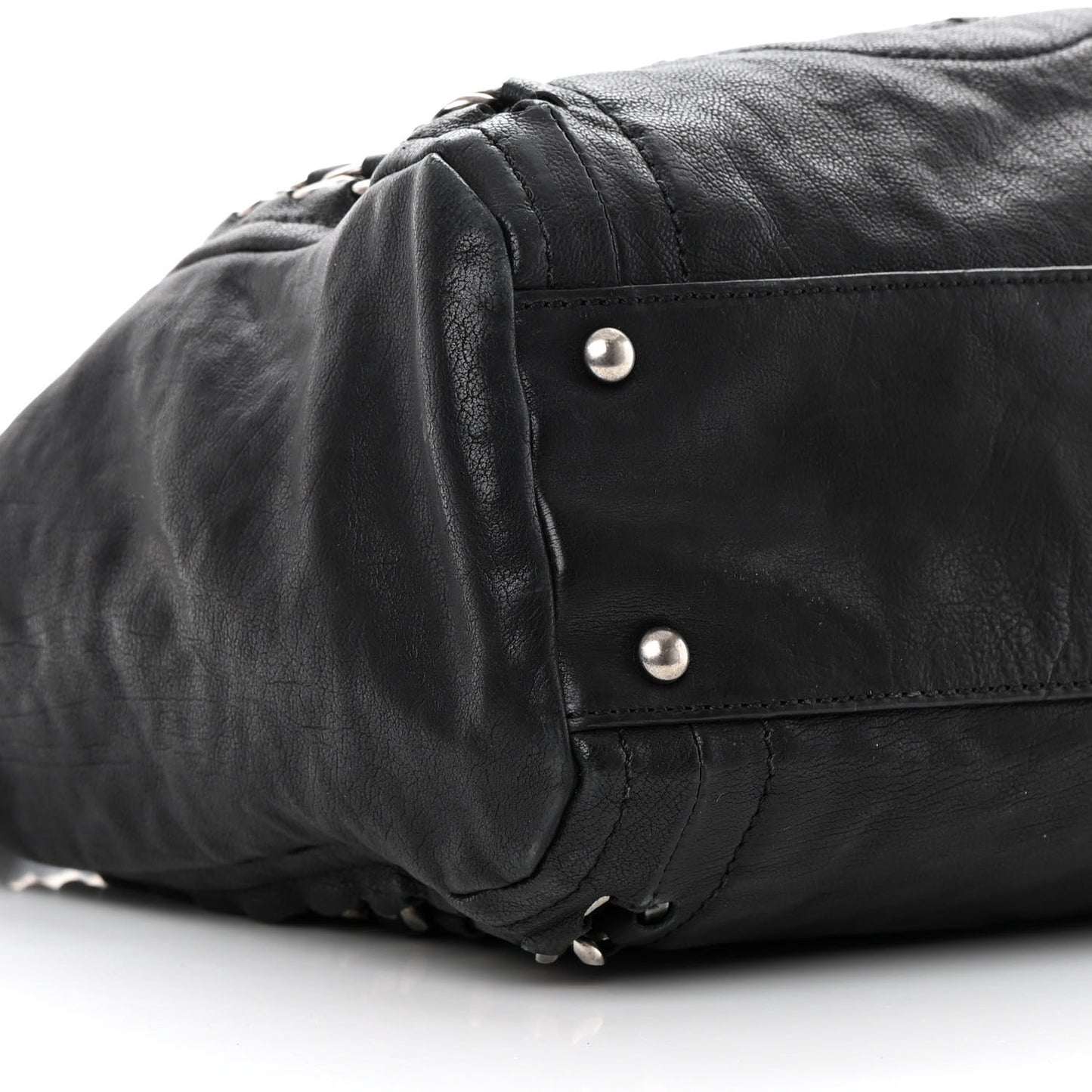 Glazed Calfskin Modern Chain Tote Black