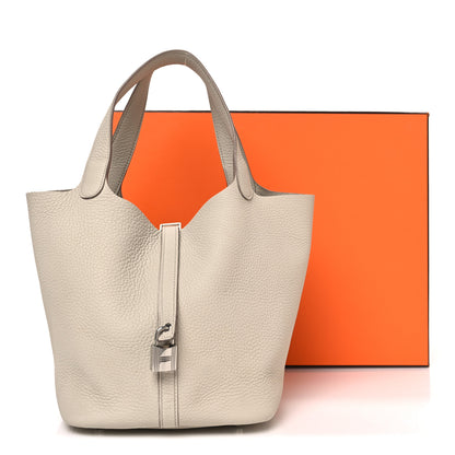 Hermes Taurillon Clemence Picotin Lock 22 MM Beton 12 of 12