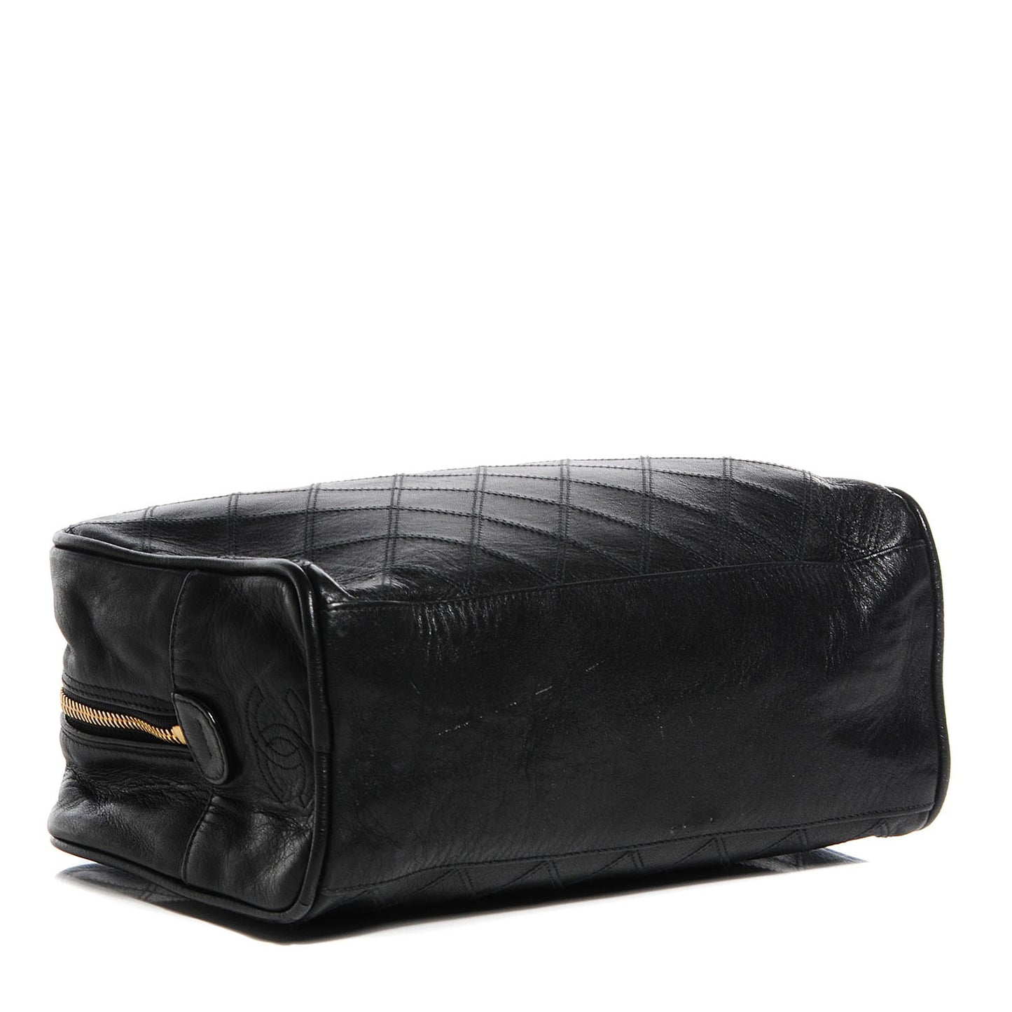 Lambskin Diamond Stitch Cosmetic Case Black