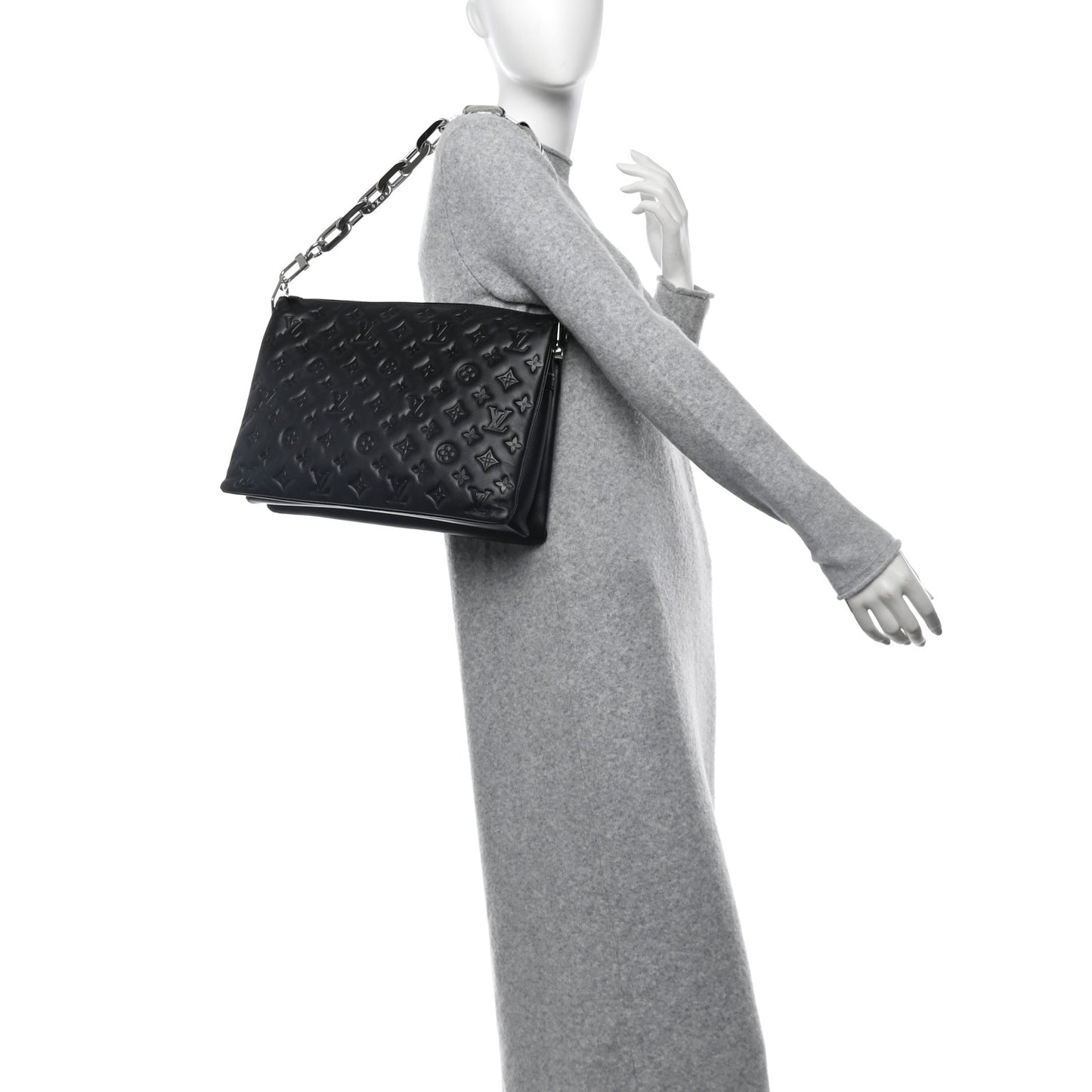 Lambskin Embossed Monogram Coussin MM Black