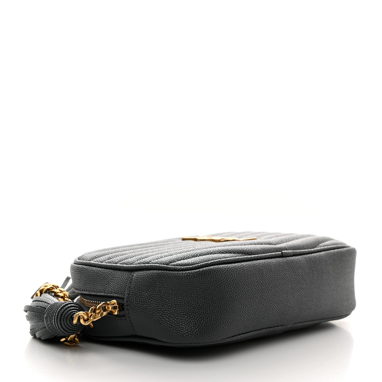Saint Laurent Grain De Poudre Matelasse Monogram Mini Lou Camera Bag Dark Smog 4 of 10