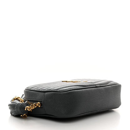Saint Laurent Grain De Poudre Matelasse Monogram Mini Lou Camera Bag Dark Smog 4 of 10