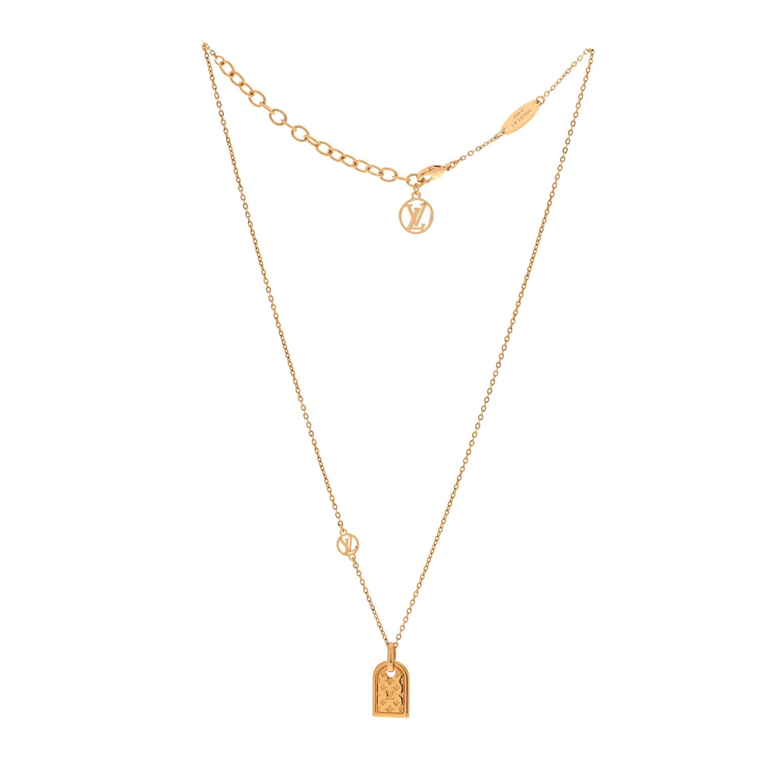 Louis Vuitton Nanogram Name Tag Necklace Gold 3 of 8