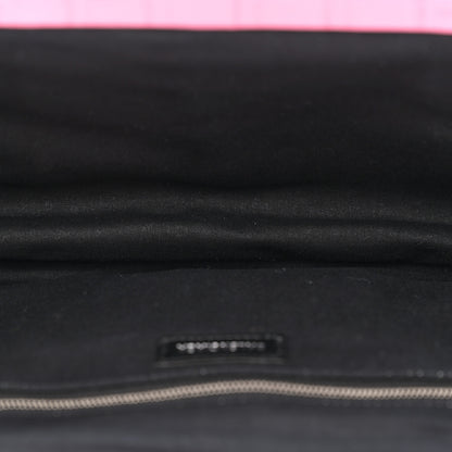 Balenciaga Shiny Supple Calfskin Logo Crocodile Embossed XL Cloud Clutch Pink 5 of 12