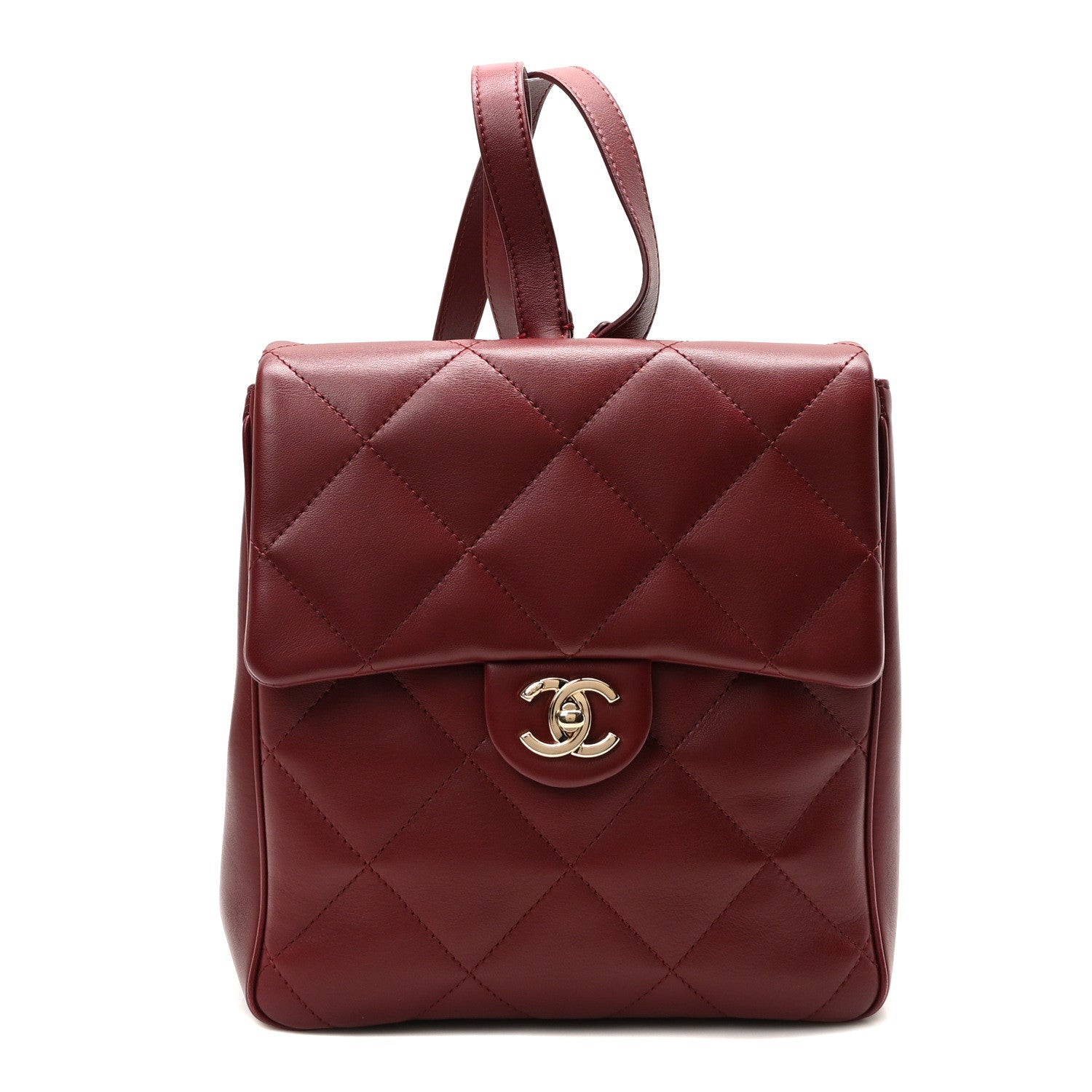 Chanel Lambskin Quilted Chain Backpack Burgundy 1 of 10
