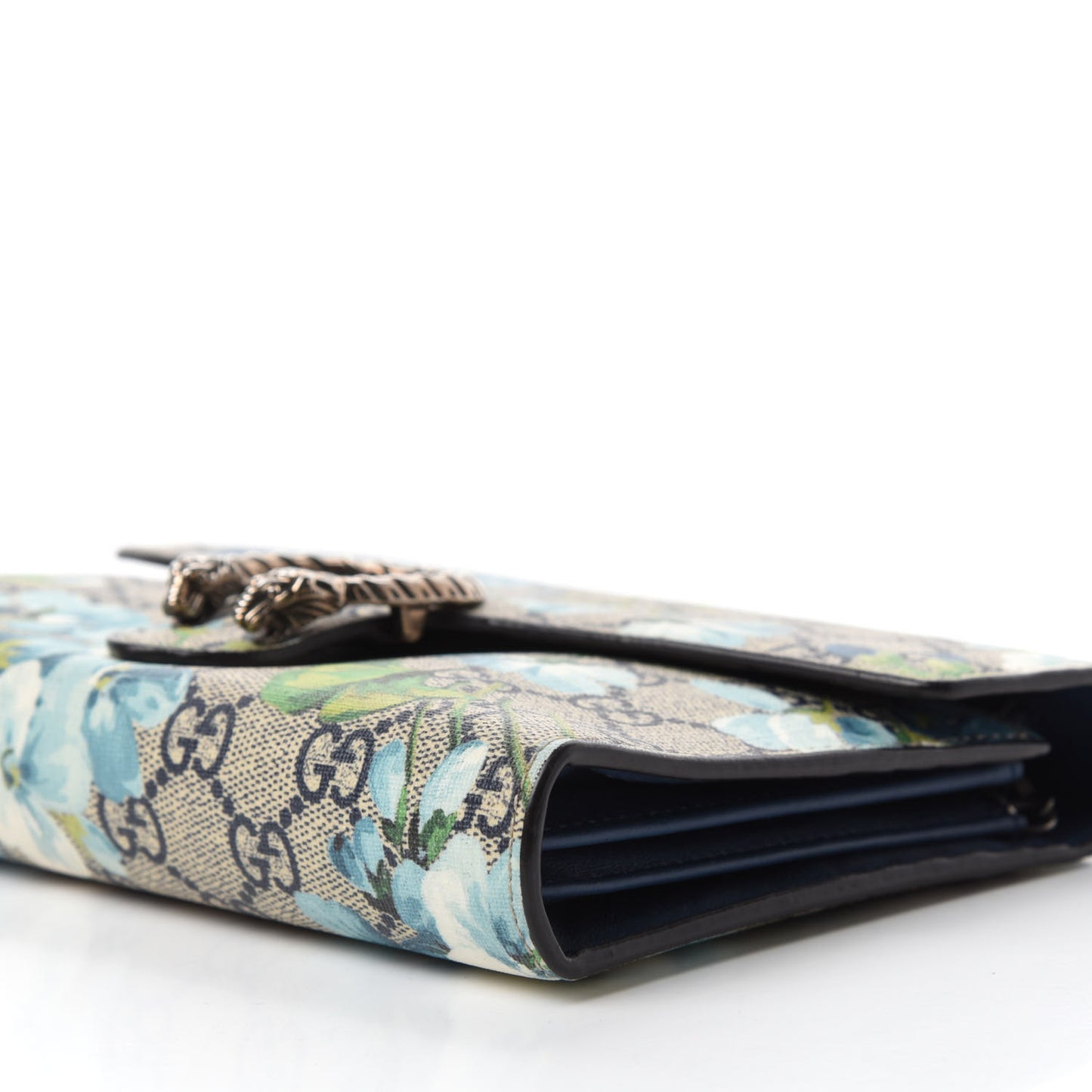 GG Supreme Monogram Blooms Mini Dionysus Chain Wallet Beige Blue Navy Vintage Blue