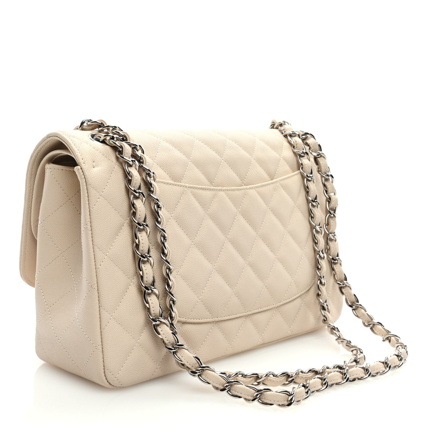 Chanel Caviar Quilted Jumbo Double Flap Ivory 3 of 10