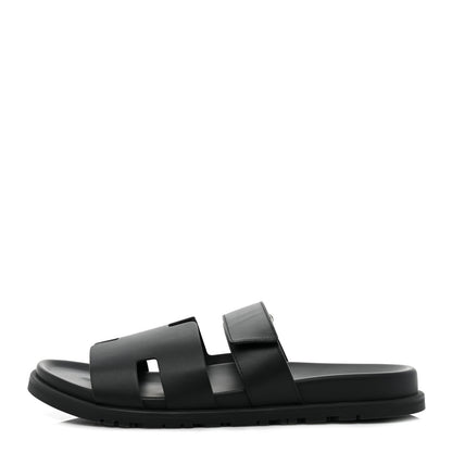Hermes Calfskin Mens Chypre Sandals 44 Black 1 of 8