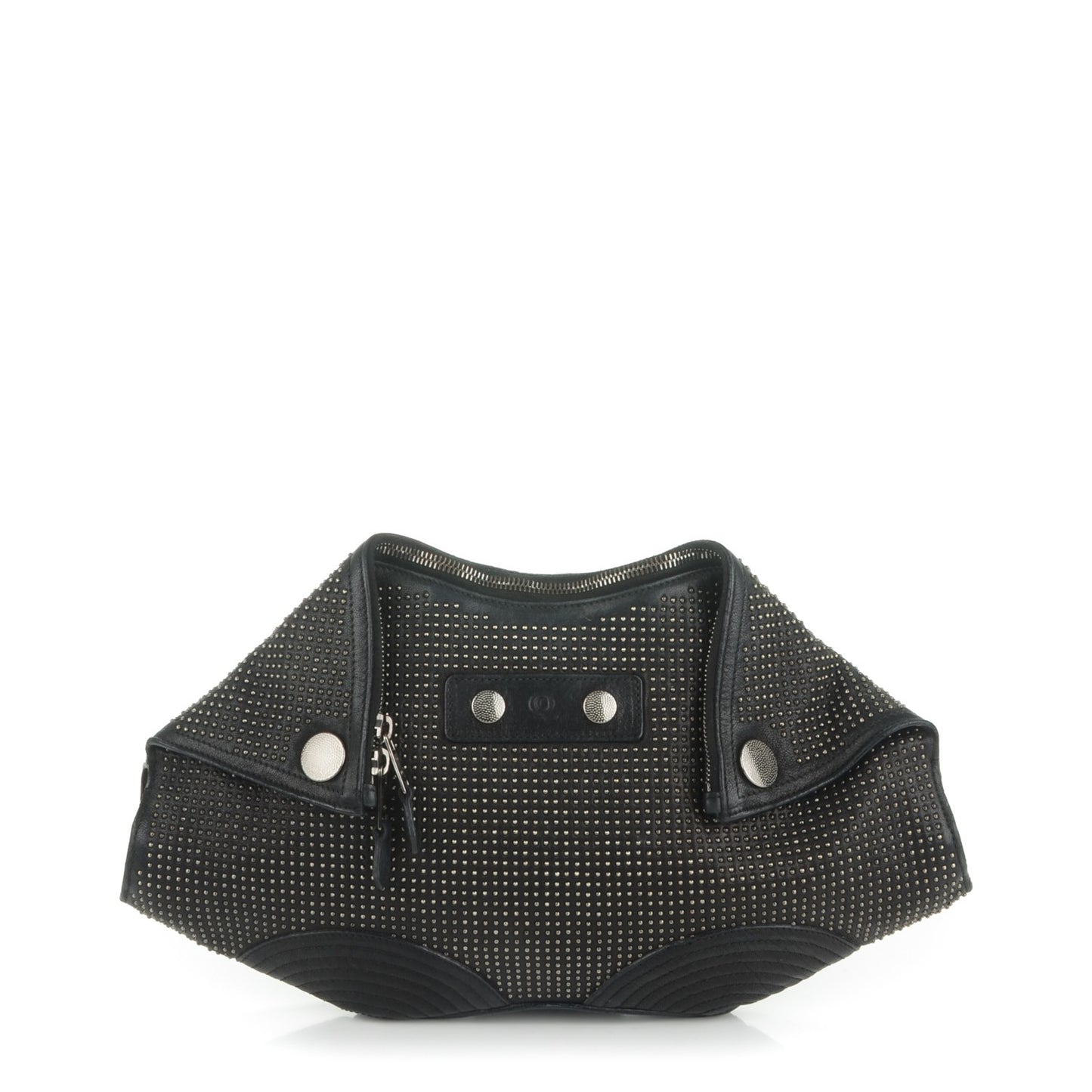 Calfskin Studded De Manta Clutch Black