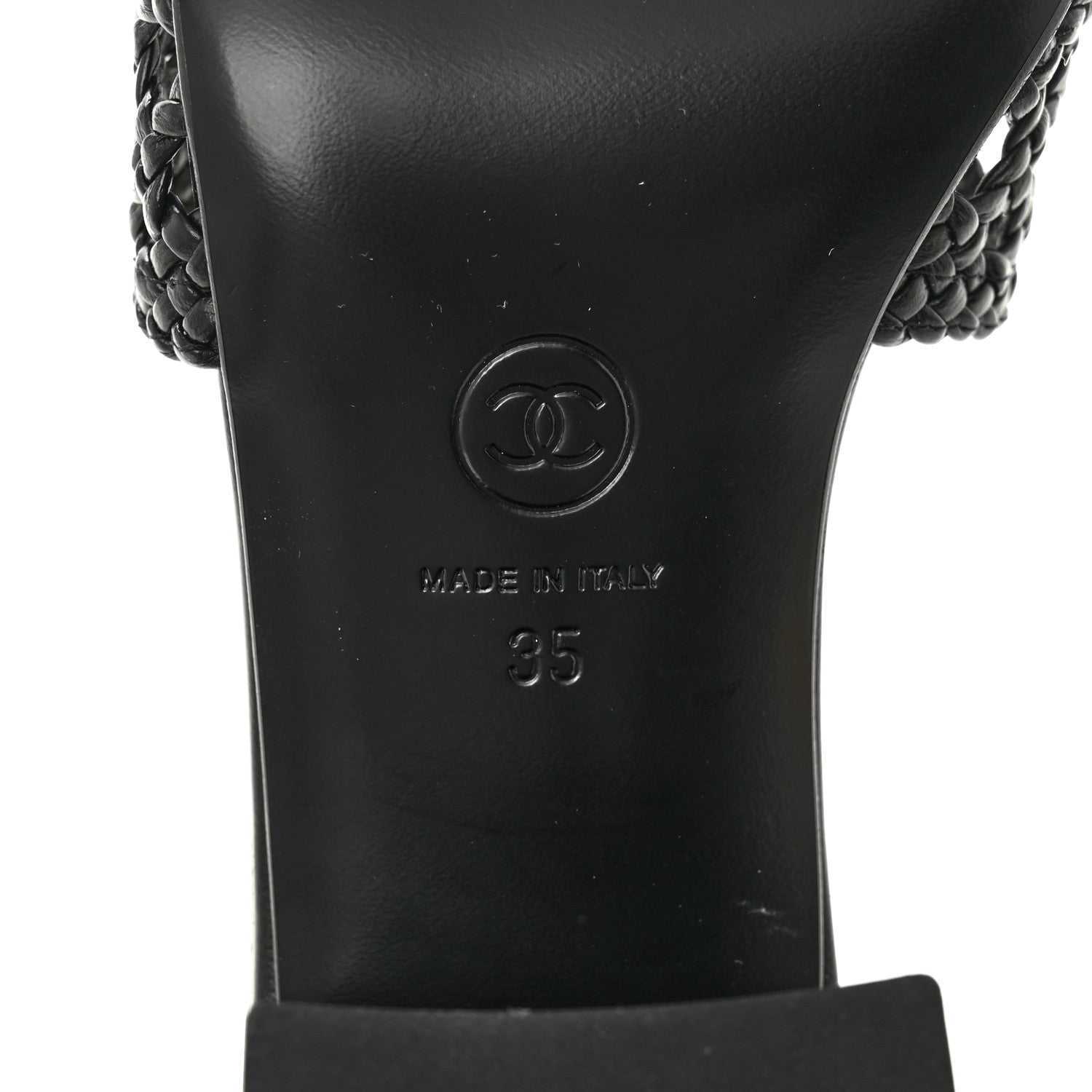 Chanel Goatskin Braided Mules 35 Black 7 of 8