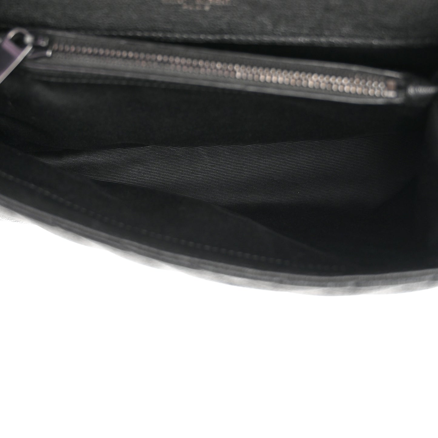 Sheepskin Matelasse Chevron Monogram Monochrome Medium College Bag Black