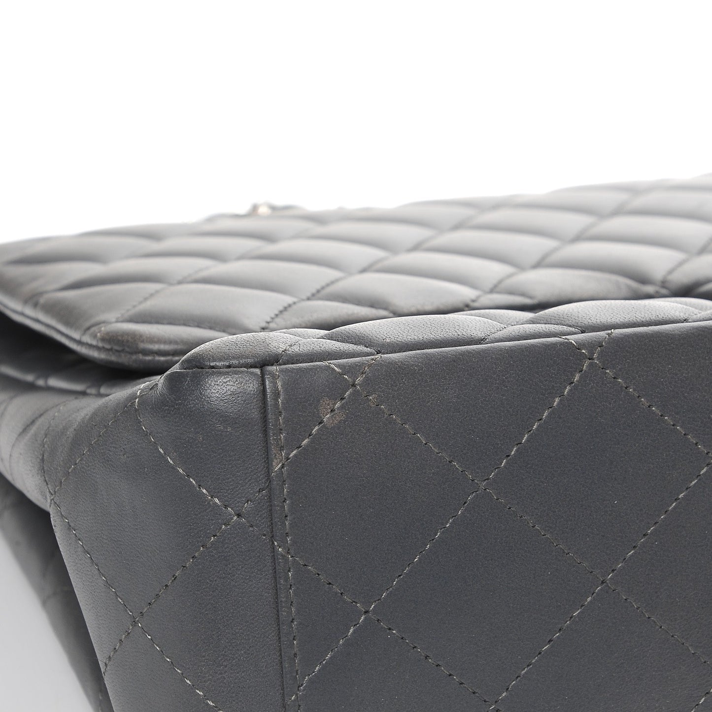 Lambskin Quilted Maxi Single Flap Grey