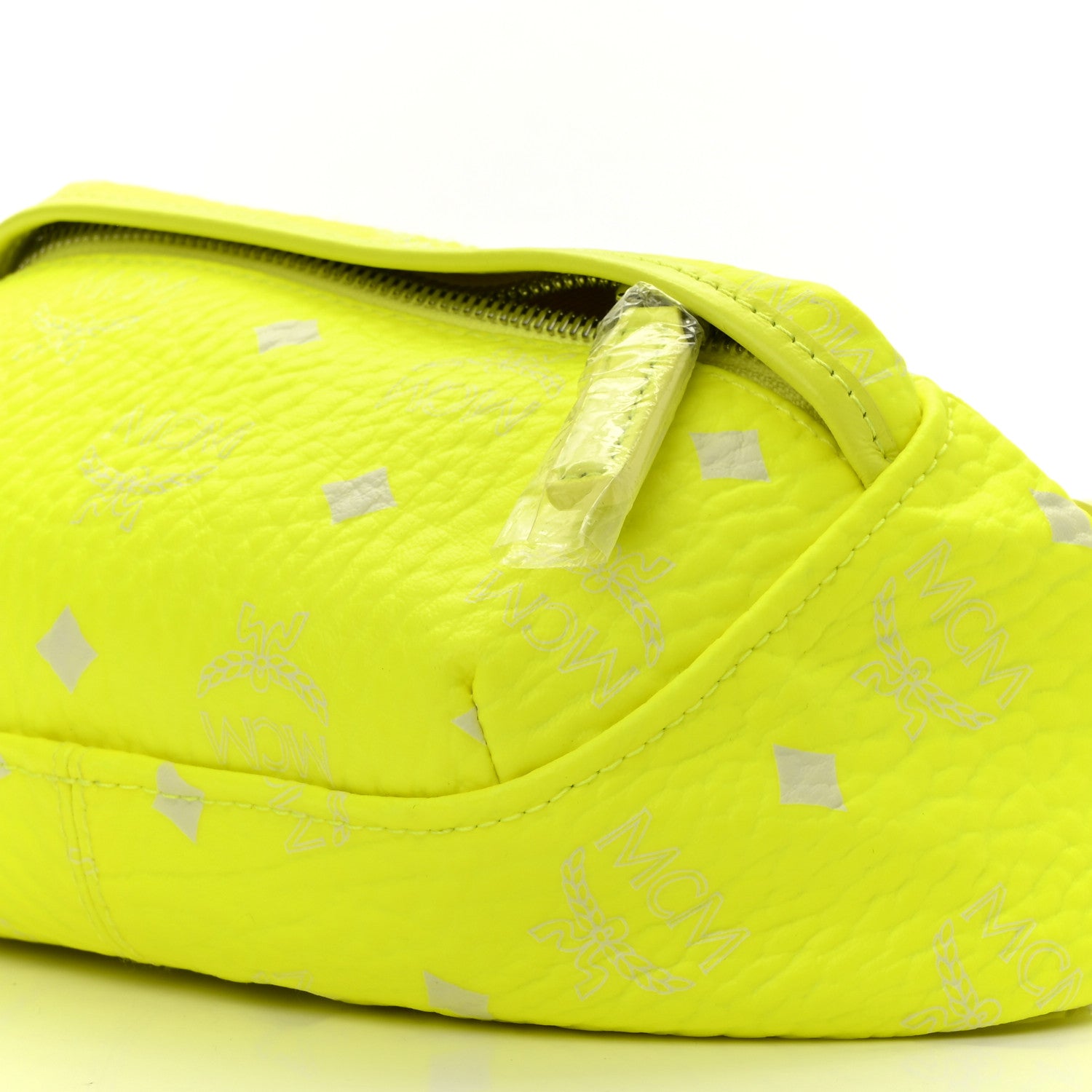 MCM Visetos Small Original Crossbody Bag Neon Yellow 9 of 10