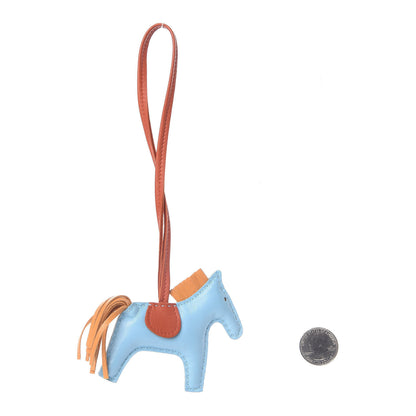Hermes Milo Lambskin Grigri Rodeo Horse Bag Charm PM Celeste Naturel Bouton D'Or Cornaline 4 of 10