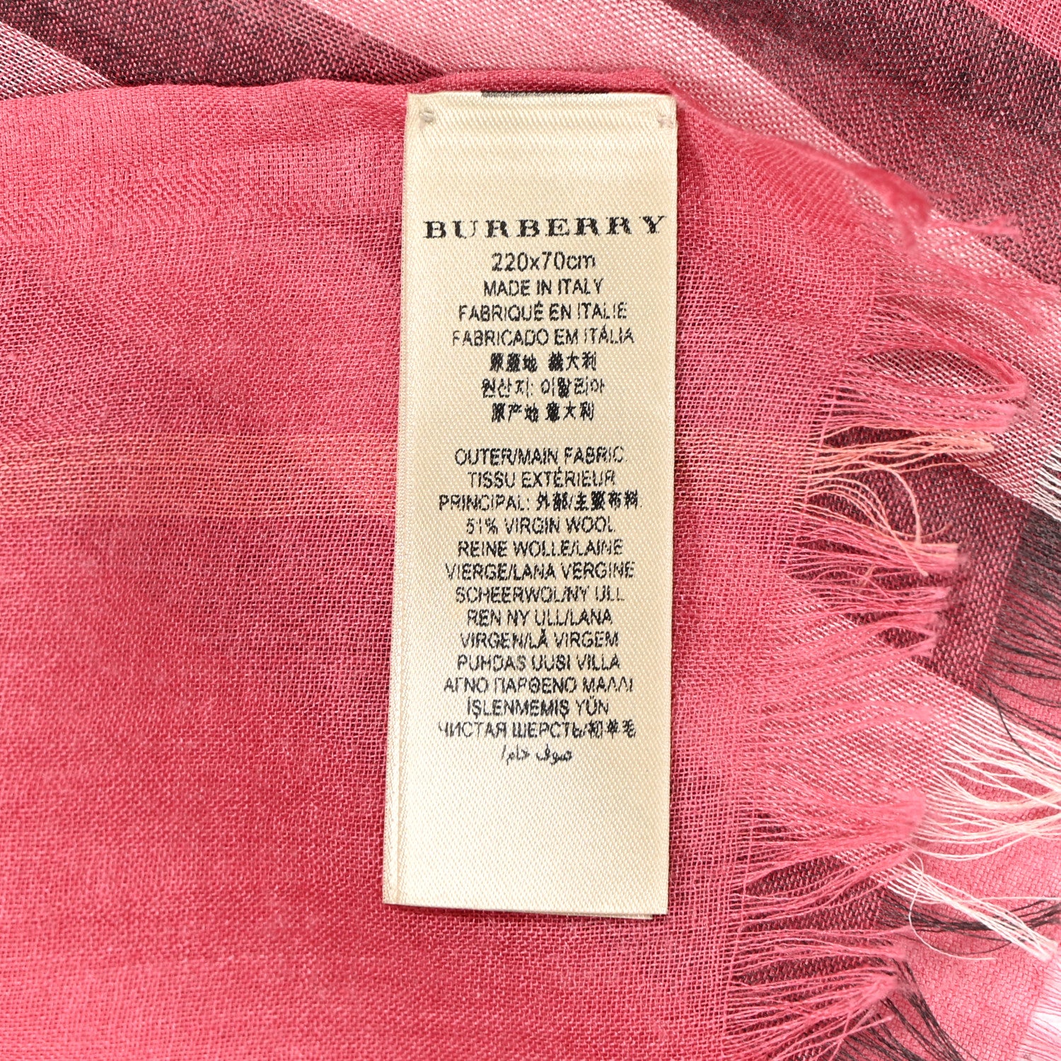 Burberry Wool Silk House Check Lightweight Scarf Rose 3 of 5