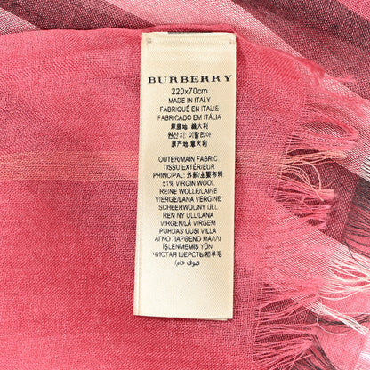 Burberry Wool Silk House Check Lightweight Scarf Rose 3 of 5