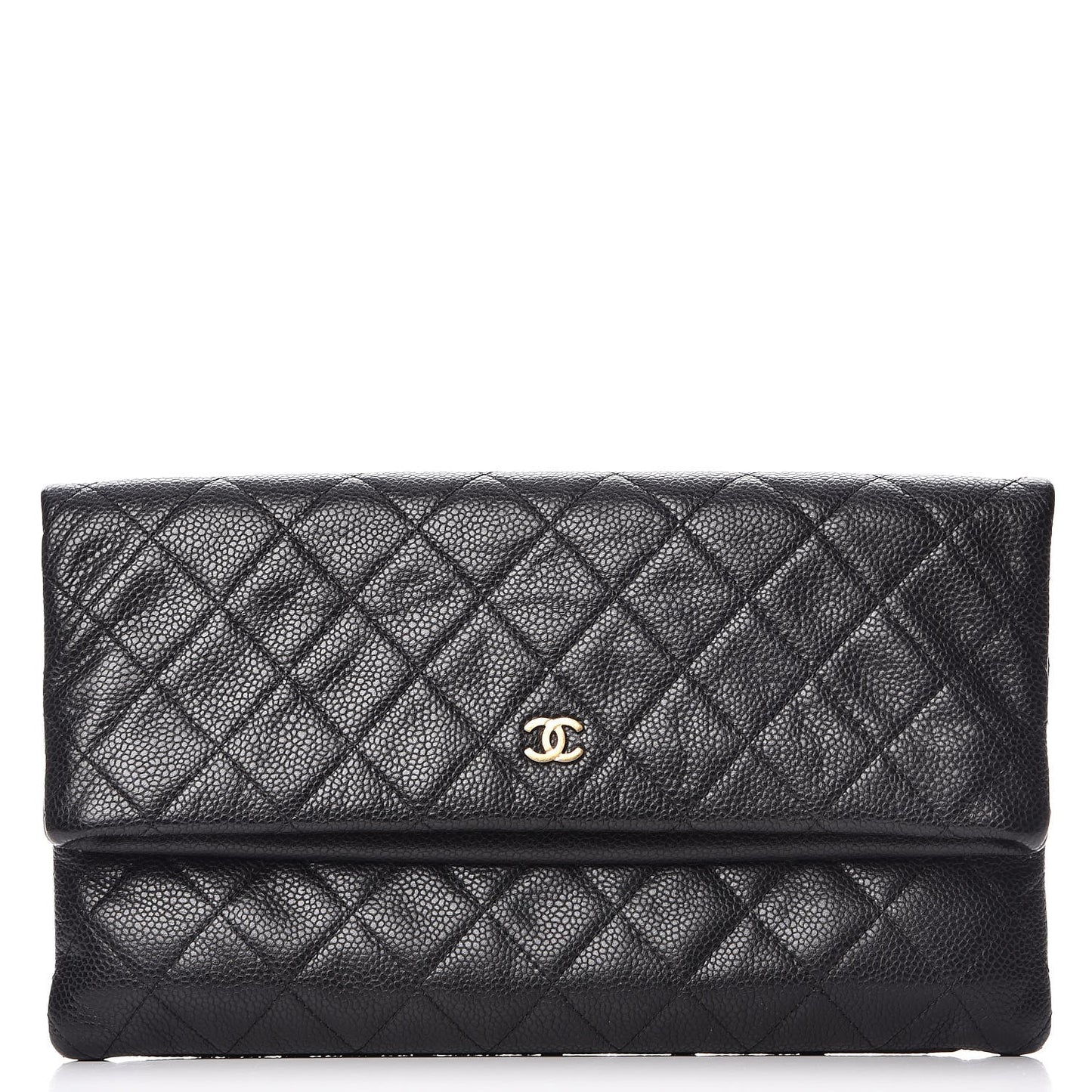 Caviar Quilted CC Beauty Clutch Black