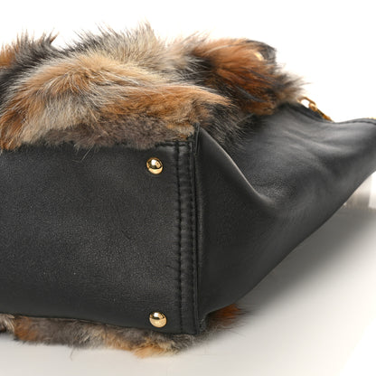 Salvatore Ferragamo Calfskin Fox Fur Medium Verve Double Zip Tote Black Multicolor 8 of 8