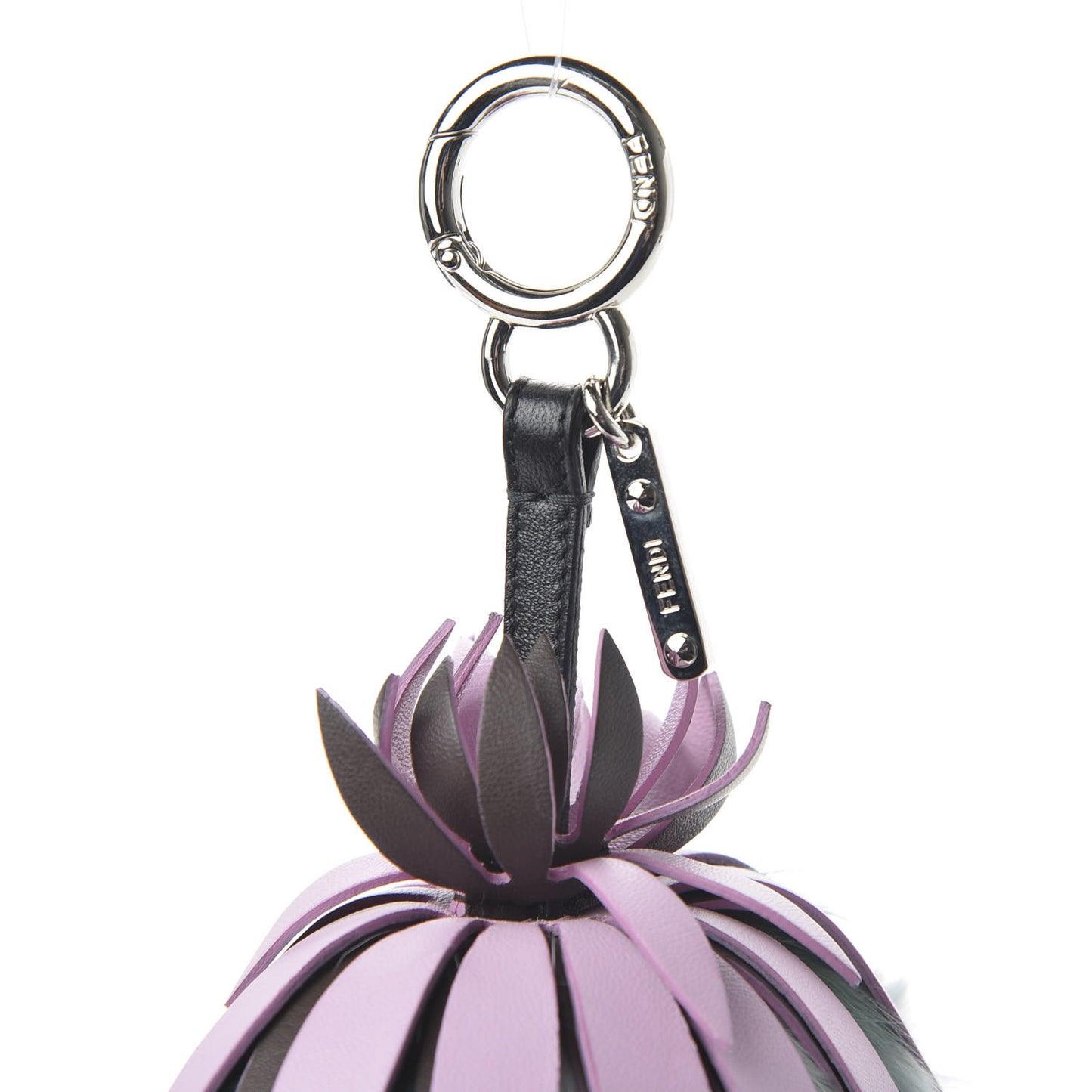 Fox Rabbit Fur Nappa Pineapple Bag Charm Green
