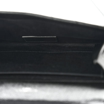 Saint Laurent Grain De Poudre Matelasse Chevron Monogram Envelope Clutch Black 5 of 8
