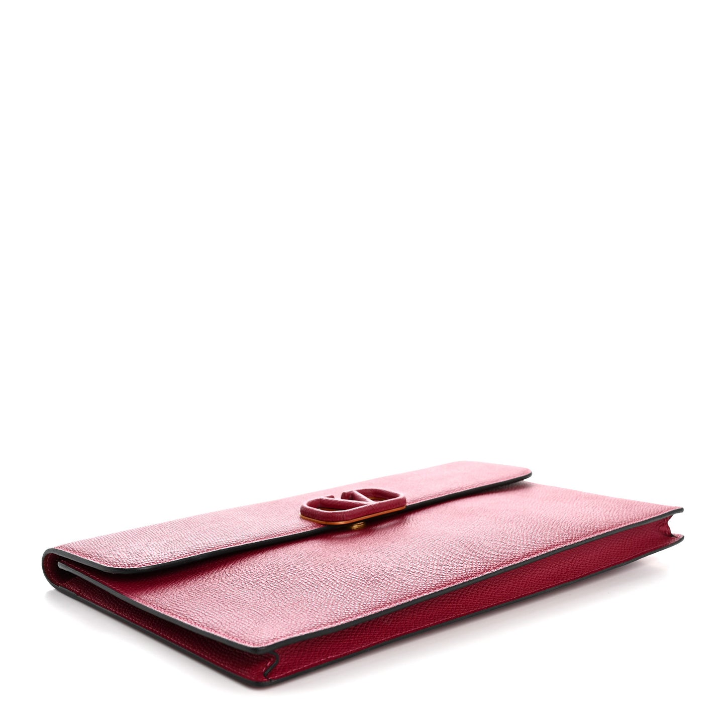 Grainy Calfskin Large Vlogo Clutch Raspberry