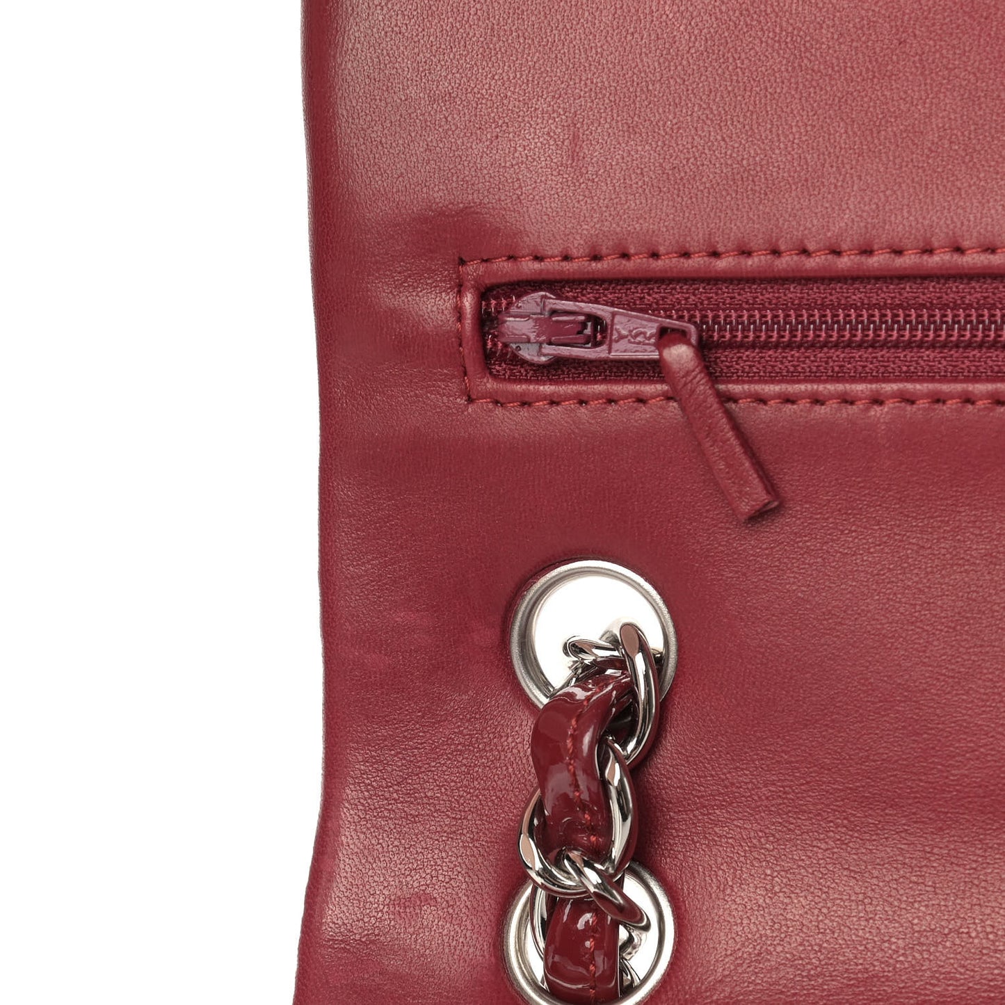 Patent Quilted Jumbo Double Flap Red