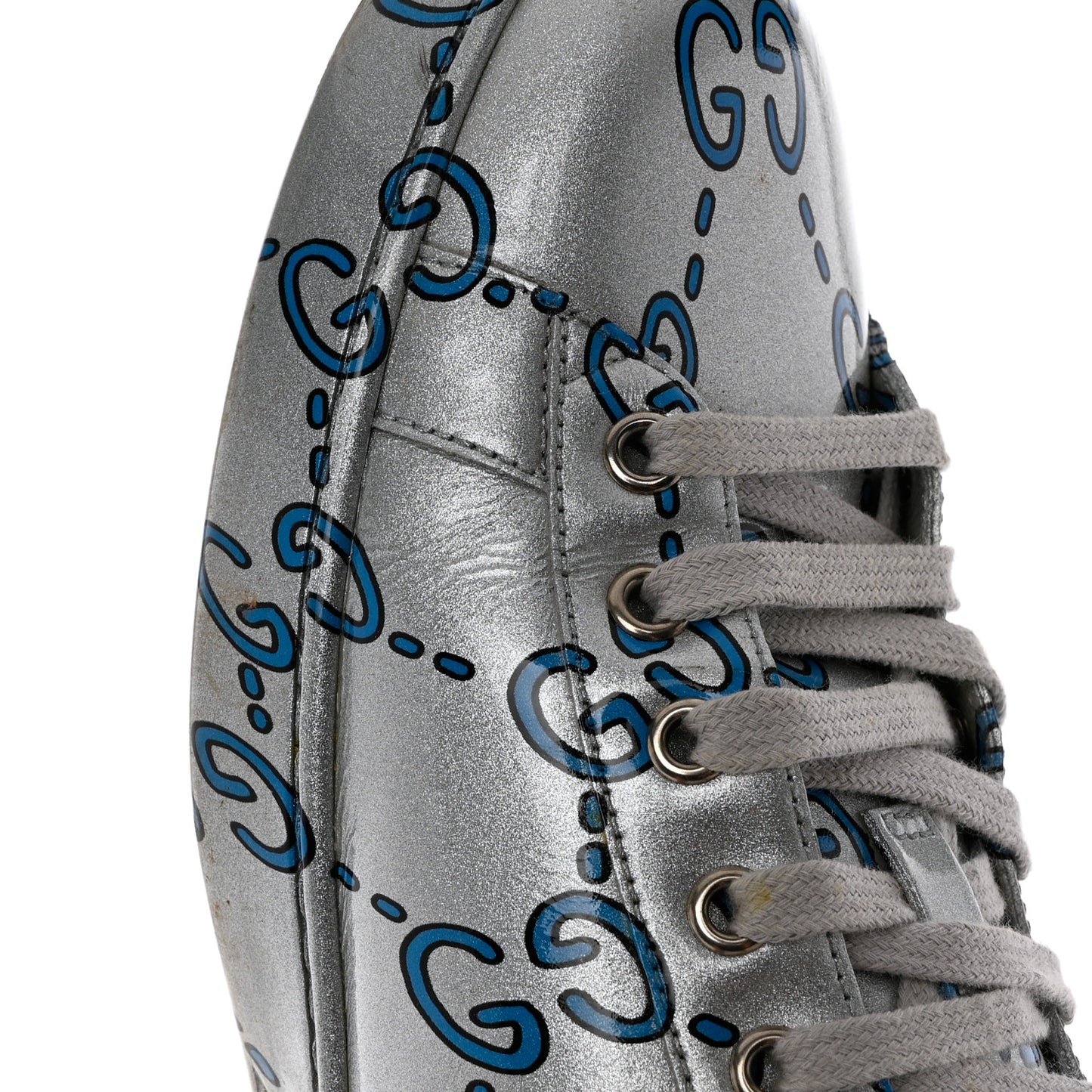 Miro Rubber Wax GucciGhost Print Mens New Ace Sneakers 10 Silver