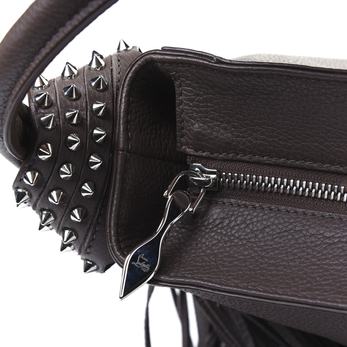 Empire Calf Spikes Fringe Eloise Hobo Grey