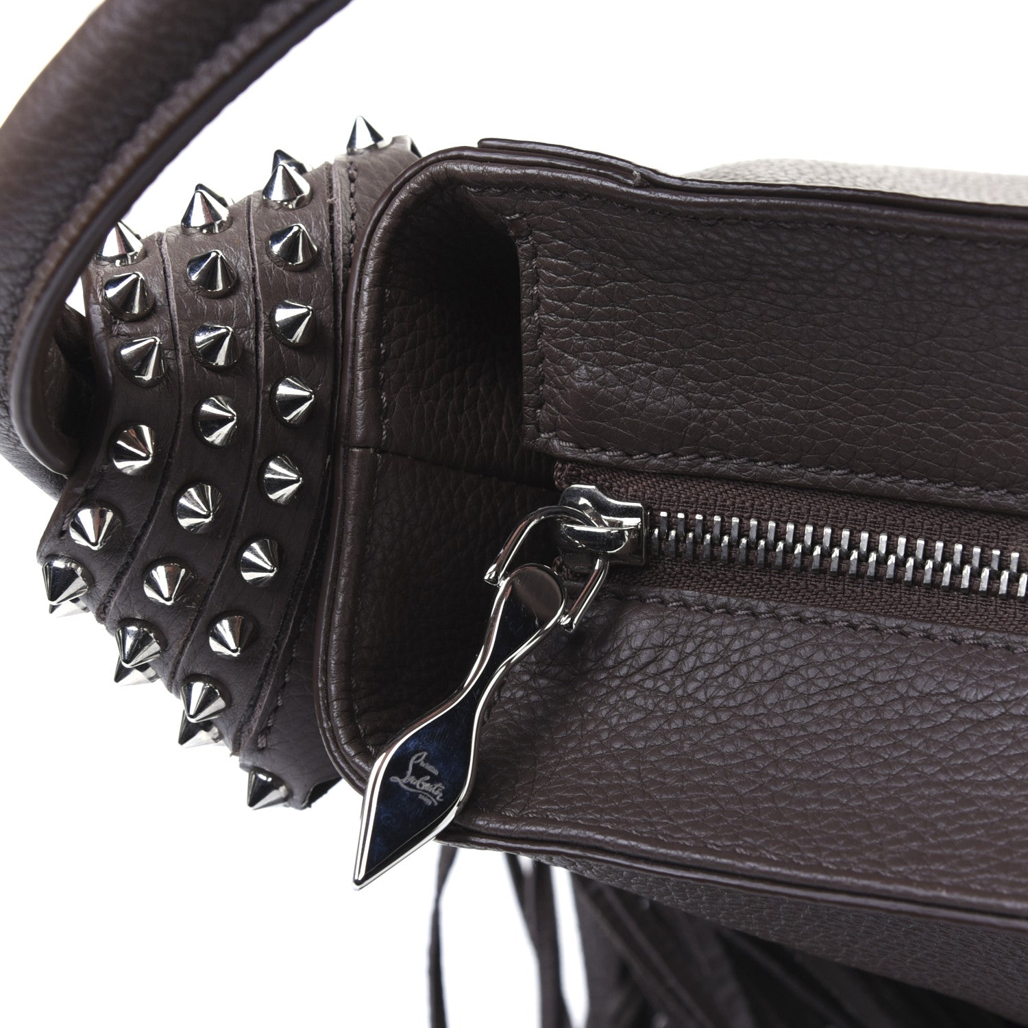 Christian Louboutin Empire Calf Spikes Fringe Eloise Hobo Grey 22 of 22