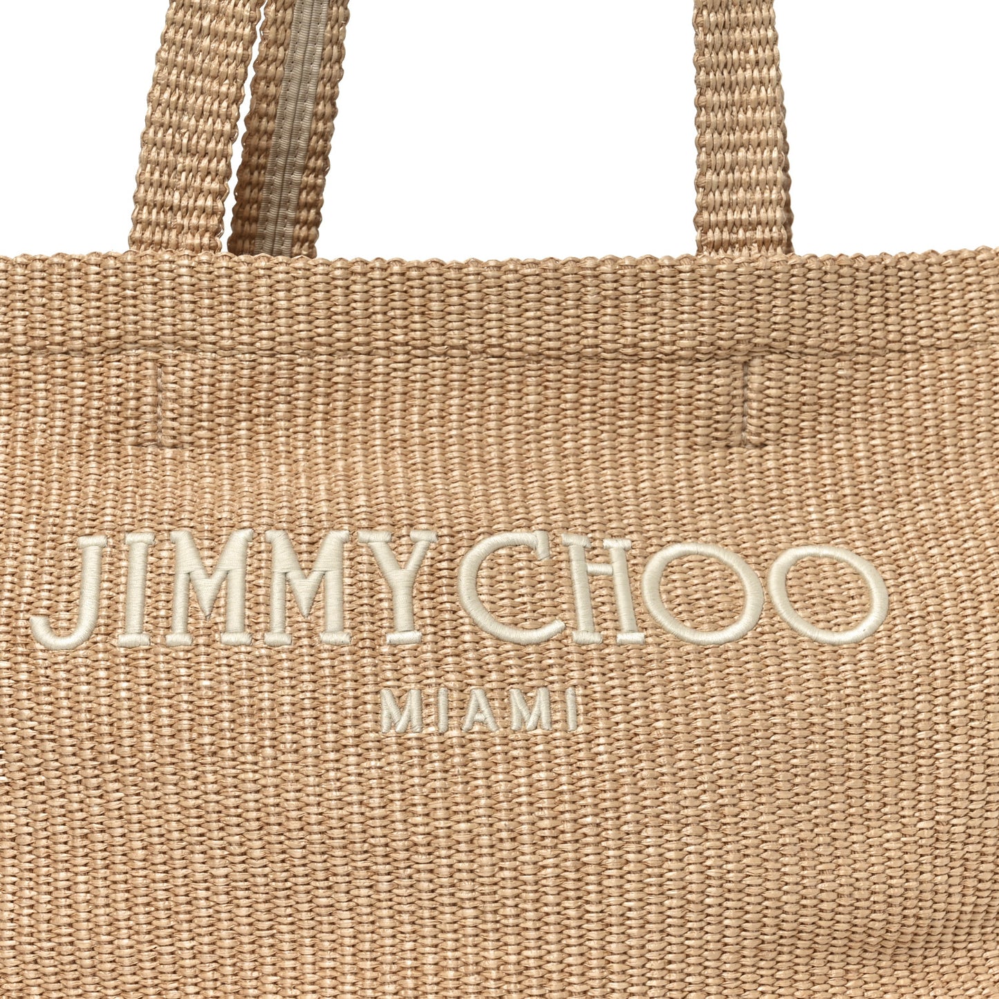 Raffia Embroidered East West Beach Tote Natural Latte