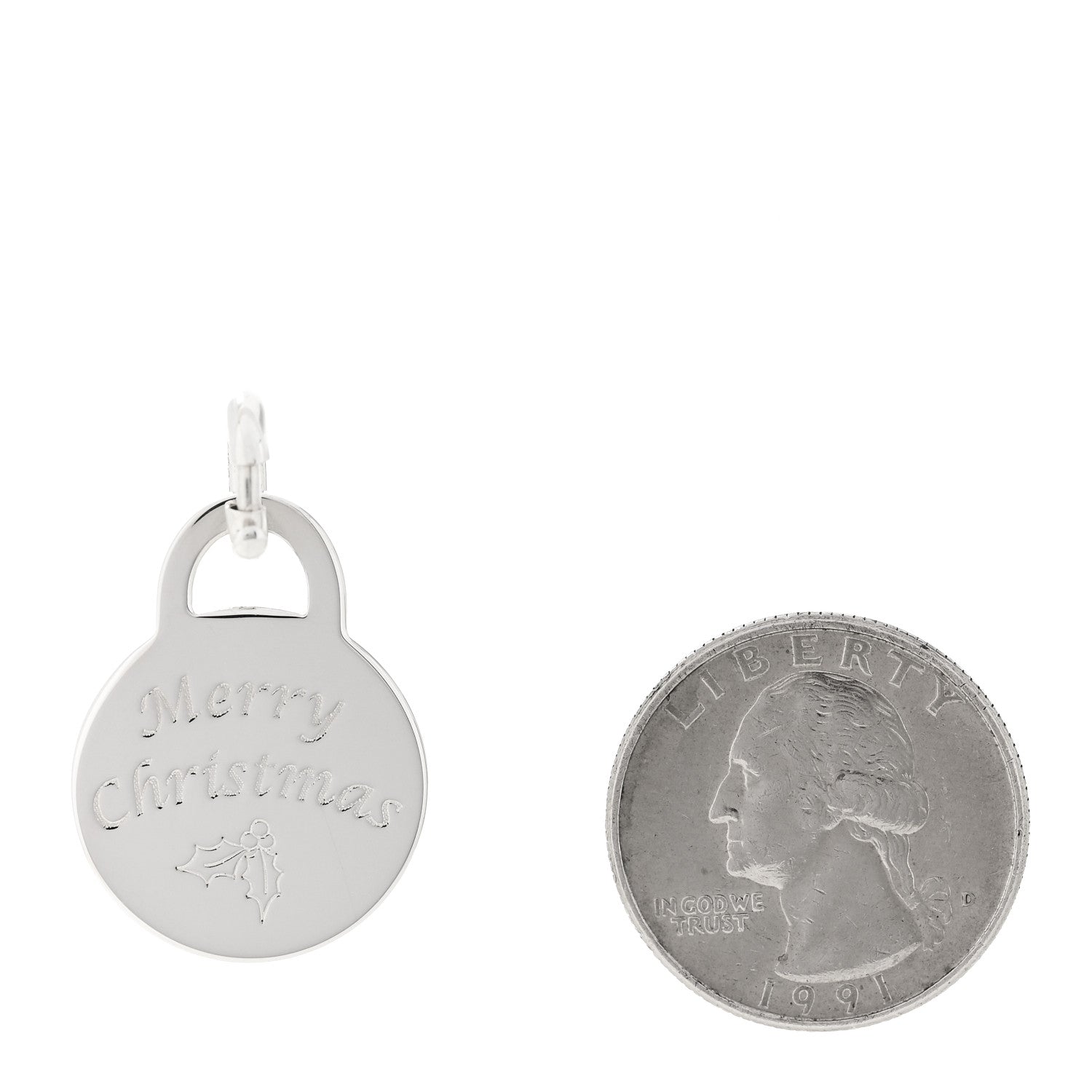 Tiffany Sterling Silver Merry Christmas Round Tag Charm 2 of 4