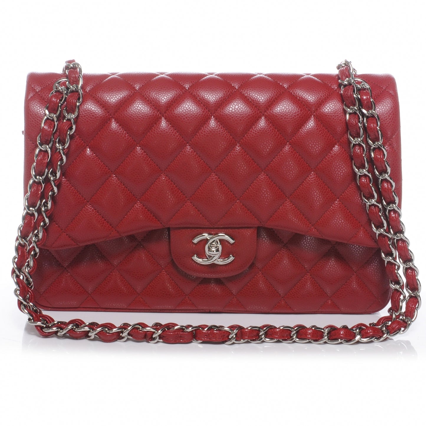 Caviar Jumbo Double Flap Red