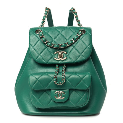 Chanel Lambskin Quilted Small Duma Drawstring Backpack Green 1 of 11
