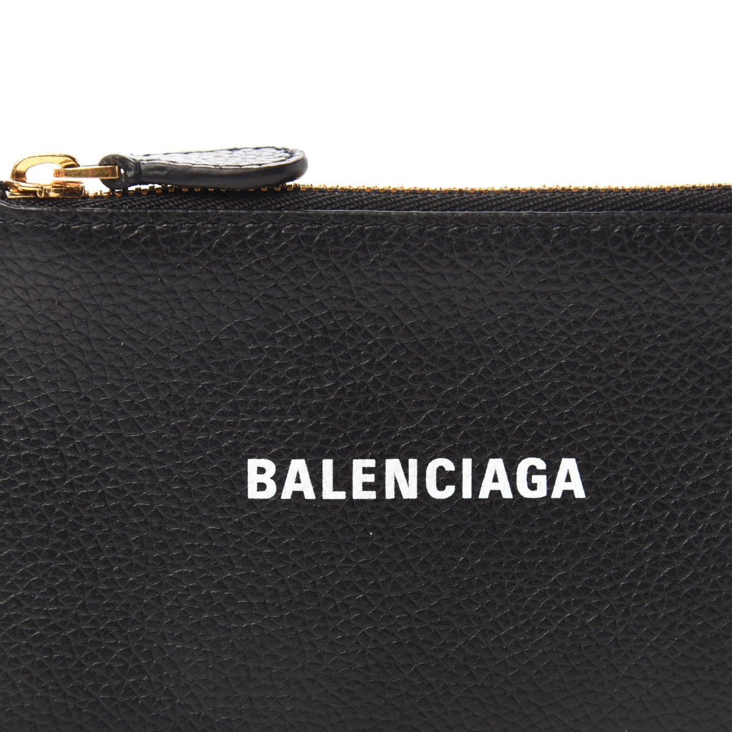 Grained Calfskin Logo Cash Long Coin Card Holder Black White
