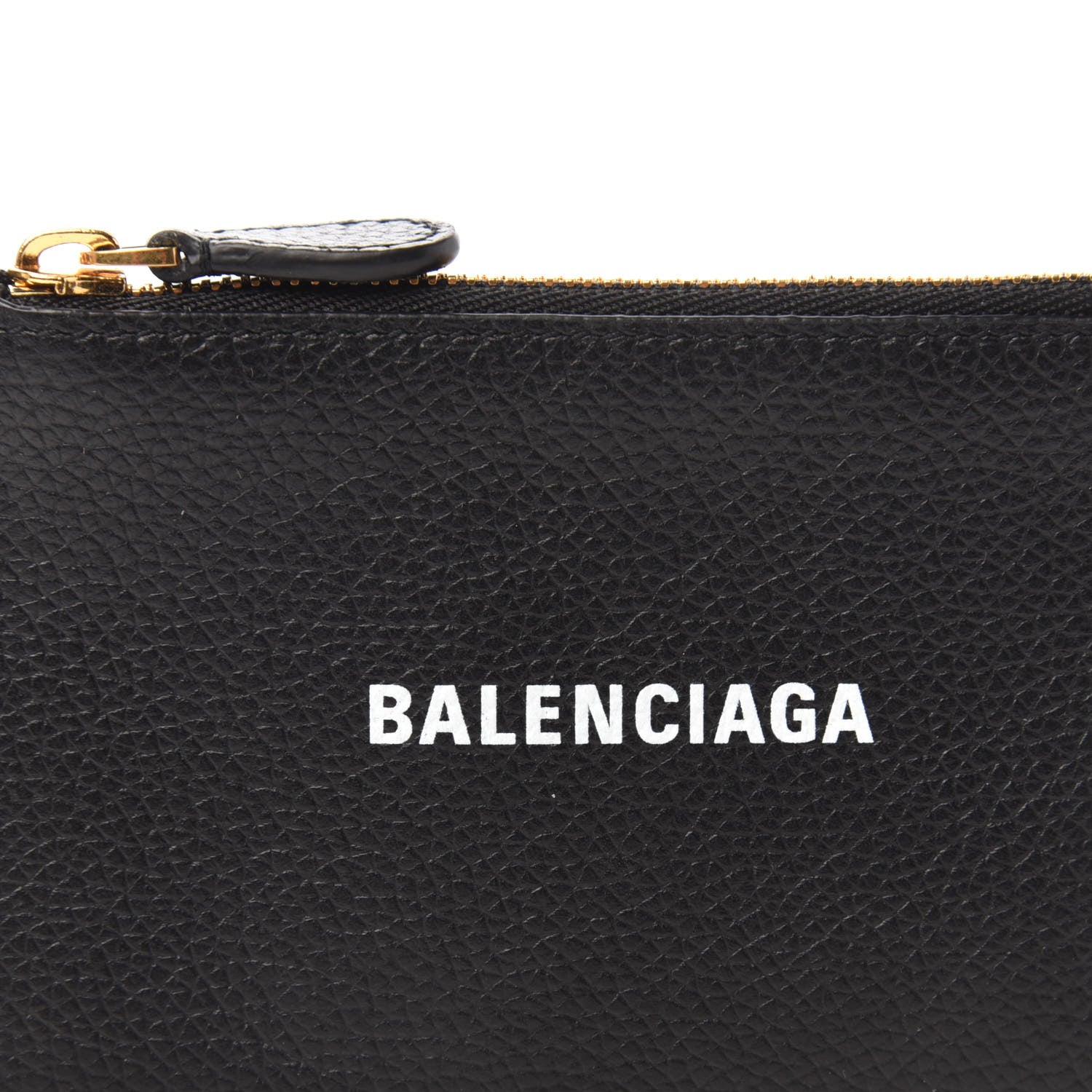 Balenciaga Grained Calfskin Logo Cash Long Coin Card Holder Black White 9 of 10