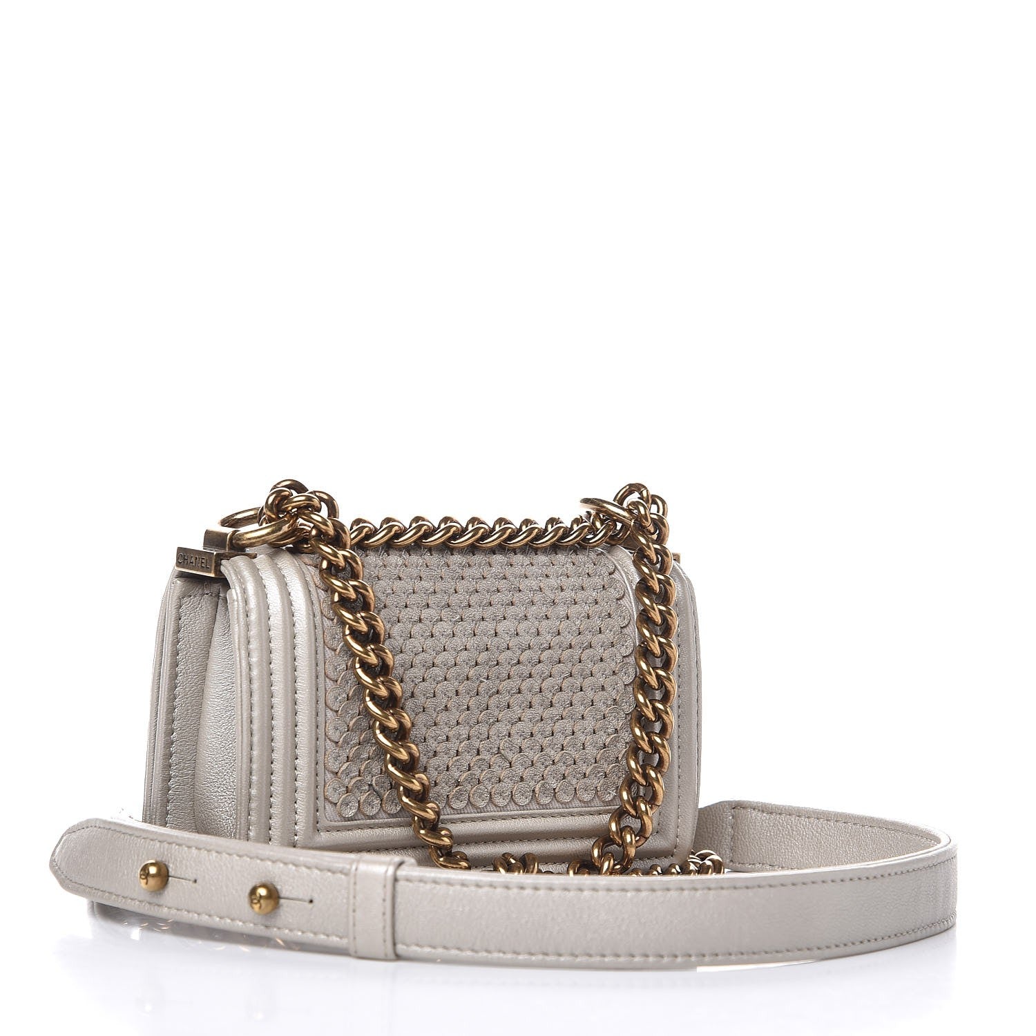 Chanel Metallic Lambskin Mini Scaled Boy Flap Gold 3 of 7