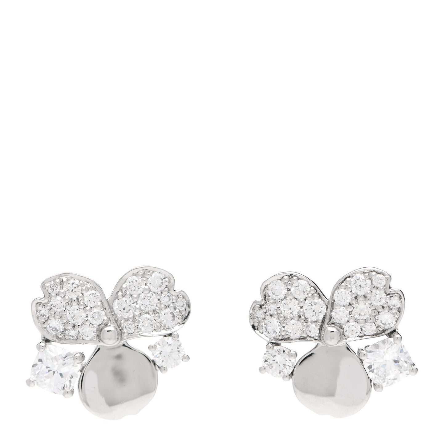 Platinum Diamond Paper Flowers Cluster Earrings