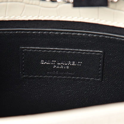 Saint Laurent Croc Calfskin Embossed Small Classic Monogram Kate Tassel Satchel Mouse Grey 6 of 9