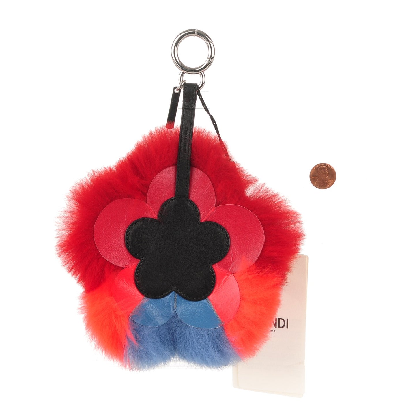Fox Mink Fur Flowerland Bag Charm Pimento Tangerine