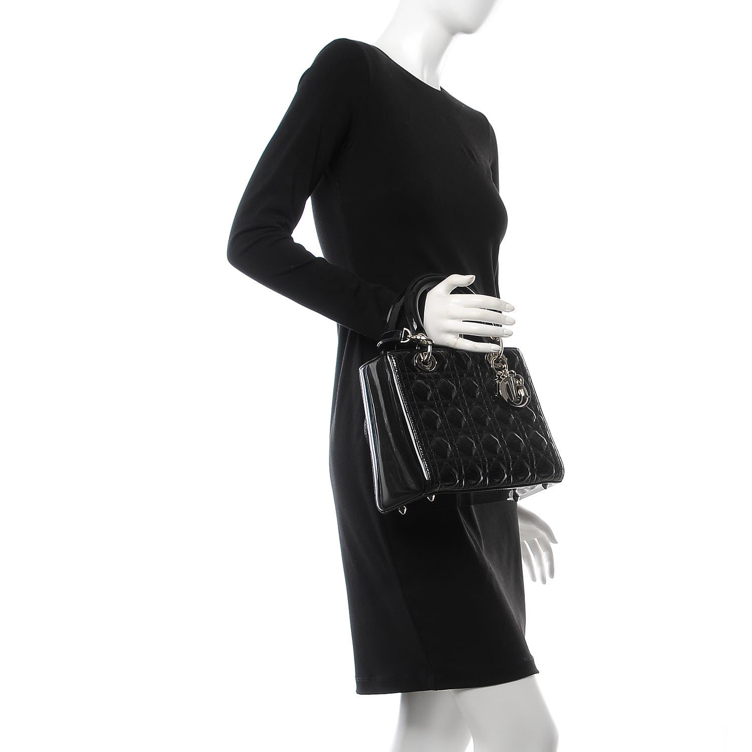 Christian Dior Patent Cannage Medium Lady Dior Black 2 of 8